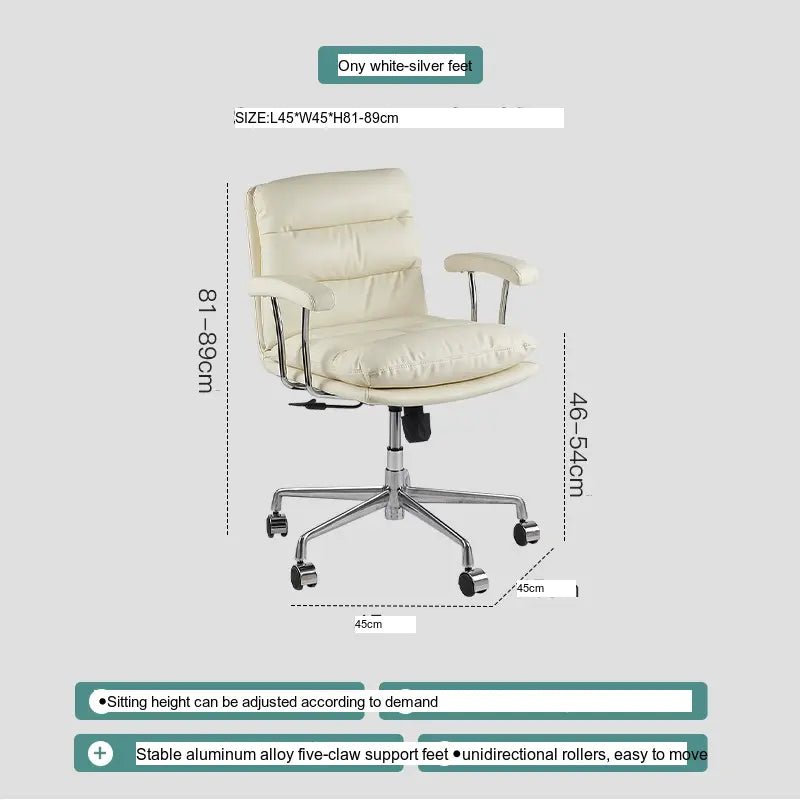 ABOUT WHITE Kaelson Ergonomic Creamy Office Chair - Image 12